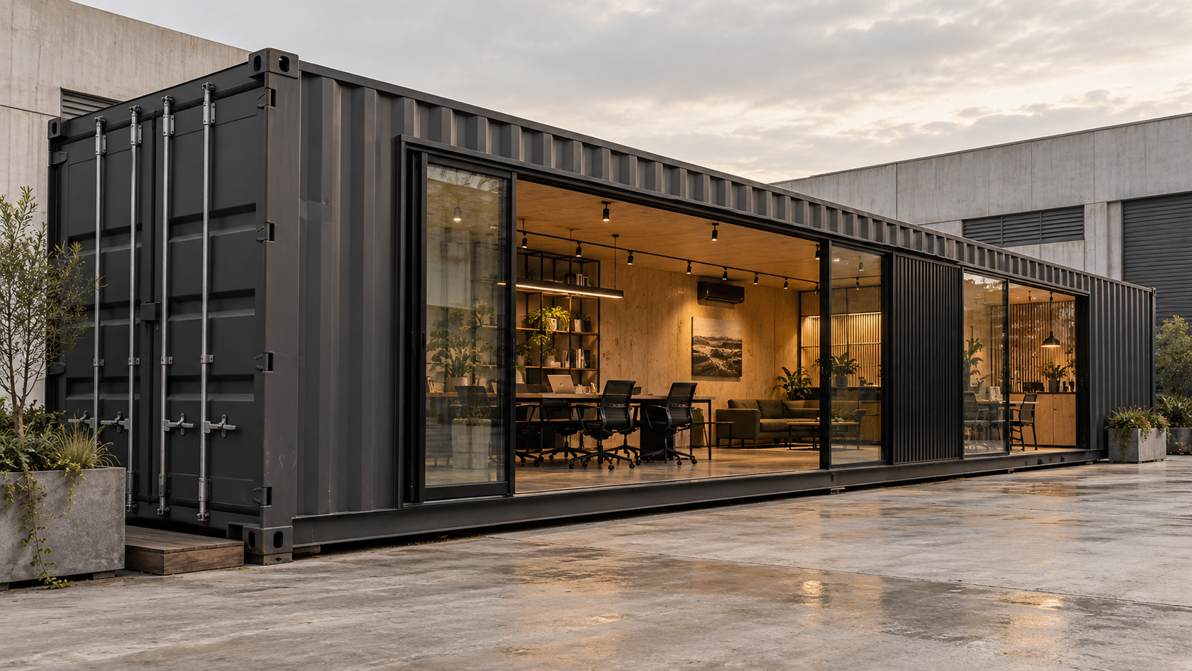 Container transformado em ambiente corporativo